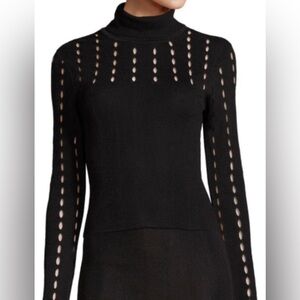 Alice + Olivia Cathie Pointelle Black Turtleneck Small